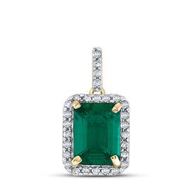 Captivating Cushion - Cut Lab - Created Emerald Solitaire Pendant - Splendid Jewellery