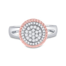 Load image into Gallery viewer, Captivating Diamond Blossom Ring | 10kt Two-tone Gold Womens Round Diamond Rope Flower Cluster Ring 1/3 Cttw | Splendid Jewellery - Alternate view 4 from Splendid Jewellery