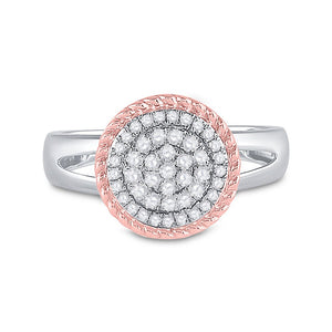 Captivating Diamond Blossom Ring | 10kt Two - tone Gold Womens Round Diamond Rope Flower Cluster Ring 1/3 Cttw | Splendid Jewellery - Splendid Jewellery