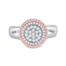 Load image into Gallery viewer, Captivating Diamond Blossom Ring | 10kt Two - tone Gold Womens Round Diamond Rope Flower Cluster Ring 1/3 Cttw | Splendid Jewellery - Splendid Jewellery