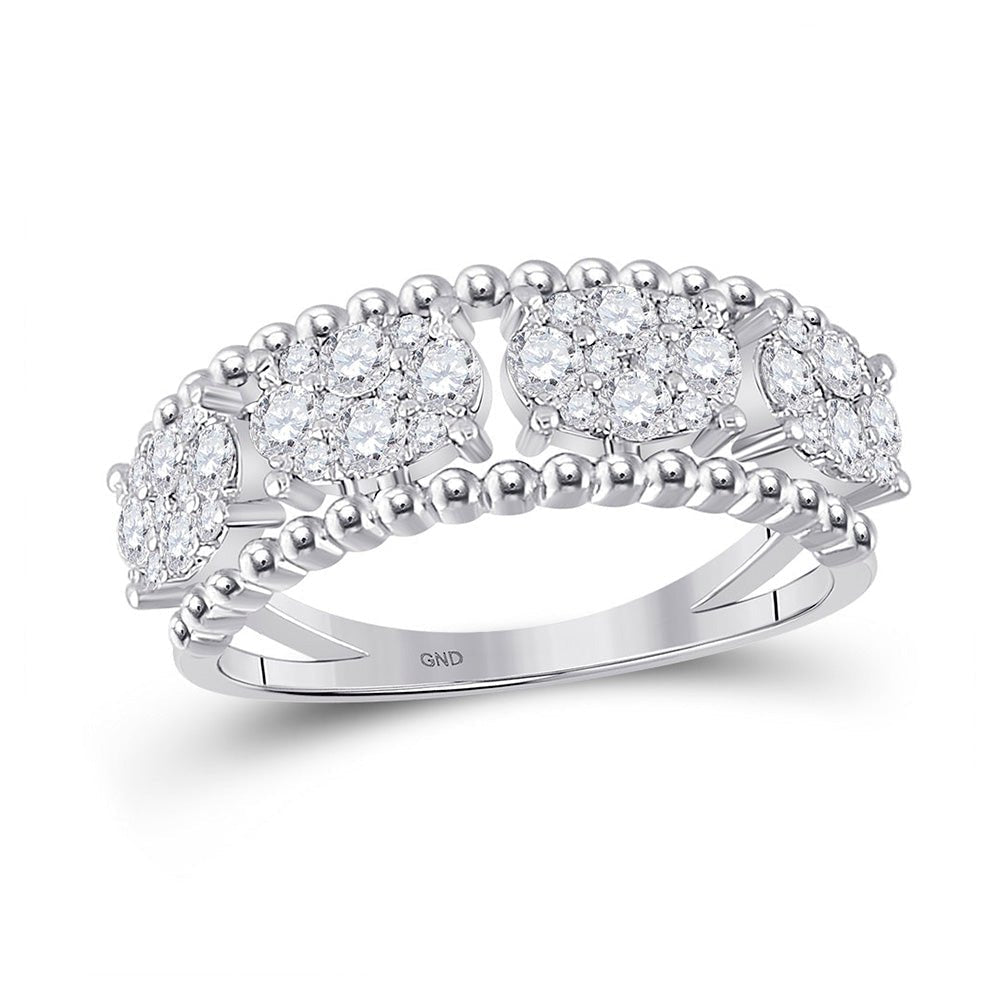 Captivating Diamond Brilliance Band | 14kt White Gold Womens Round Diamond Oval Cluster Band Ring 3/4 Cttw | Splendid Jewellery - Splendid Jewellery