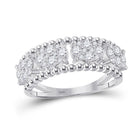 Captivating Diamond Brilliance Band | 14kt White Gold Womens Round Diamond Oval Cluster Band Ring 3/4 Cttw | Splendid Jewellery - Splendid Jewellery