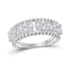 Captivating Diamond Brilliance Band | 14kt White Gold Womens Round Diamond Oval Cluster Band Ring 3/4 Cttw | Splendid Jewellery - Splendid Jewellery