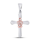 Captivating Diamond Cross Pendant: Two - Tone Sterling Silver and Diamond Faithful Charm - Splendid Jewellery