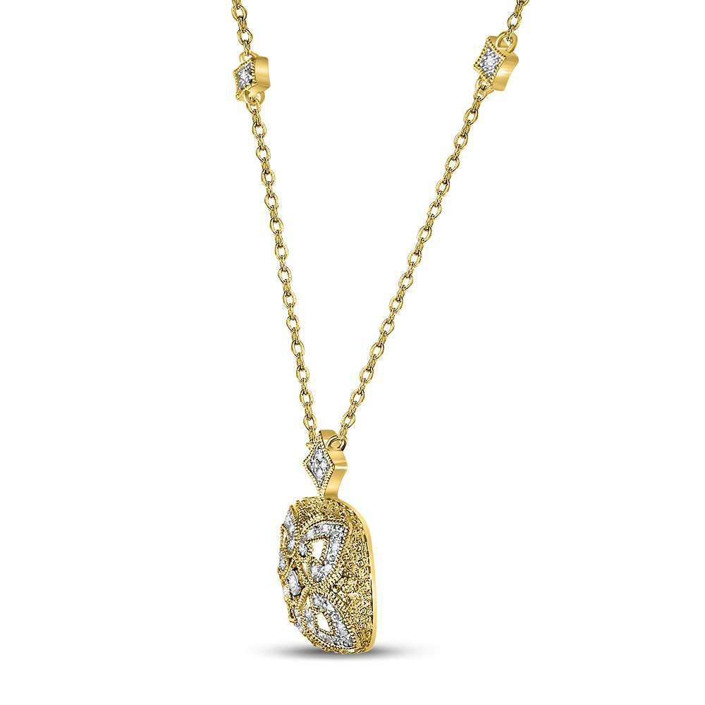 Captivating Diamond Elegance Necklace | Sterling Silver Womens Round Diamond Filigree Fashion Necklace 1/10 Cttw - Splendid Jewellery