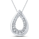 Captivating Diamond Elegance Pendant | 10kt White Gold Womens Round Diamond Teardrop Pendant 1/10 Cttw | Splendid Jewellery - Splendid Jewellery
