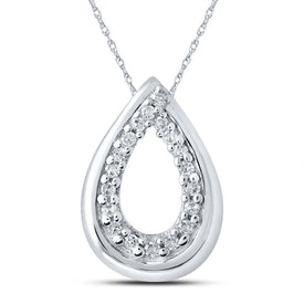 Captivating Diamond Elegance Pendant | 10kt White Gold Womens Round Diamond Teardrop Pendant 1/10 Cttw | Splendid Jewellery - Splendid Jewellery