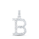 Captivating Diamond Initial & Letter Pendant | 10kt White Gold Womens Round Diamond B Initial Letter Pendant 1/8 Cttw | Splendid Jewellery - Splendid Jewellery