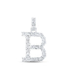 Captivating Diamond Initial & Letter Pendant | 10kt White Gold Womens Round Diamond B Initial Letter Pendant 1/8 Cttw | Splendid Jewellery - Splendid Jewellery