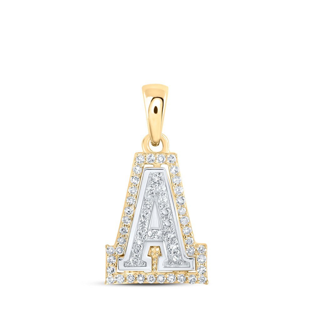 Captivating Diamond Initial Necklace | 10kt Two - tone Gold Womens Round Diamond A Initial Pendant 1/6 Cttw | Splendid Jewellery - Splendid Jewellery