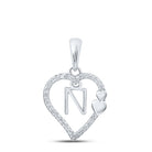 Captivating Diamond Monogram Pendant | 10kt White Gold Womens Round Diamond Monogram Pendant 1/10 Cttw | Splendid Jewellery - Splendid Jewellery