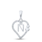 Captivating Diamond Monogram Pendant | 10kt White Gold Womens Round Diamond Monogram Pendant 1/10 Cttw | Splendid Jewellery - Splendid Jewellery