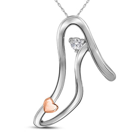 Captivating Diamond Sparkle Pendant | Sterling Silver Womens Round Diamond Stiletto High-heel Shoe Pendant 1/20 Cttw | Splendid Jewellery  Top View from Splendid Jewellery