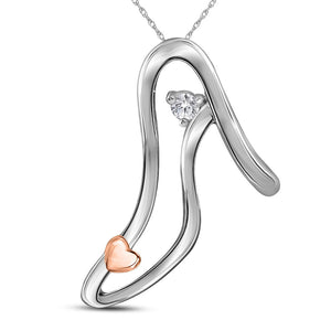 Captivating Diamond Sparkle Pendant | Sterling Silver Womens Round Diamond Stiletto High - heel Shoe Pendant 1/20 Cttw | Splendid Jewellery - Splendid Jewellery