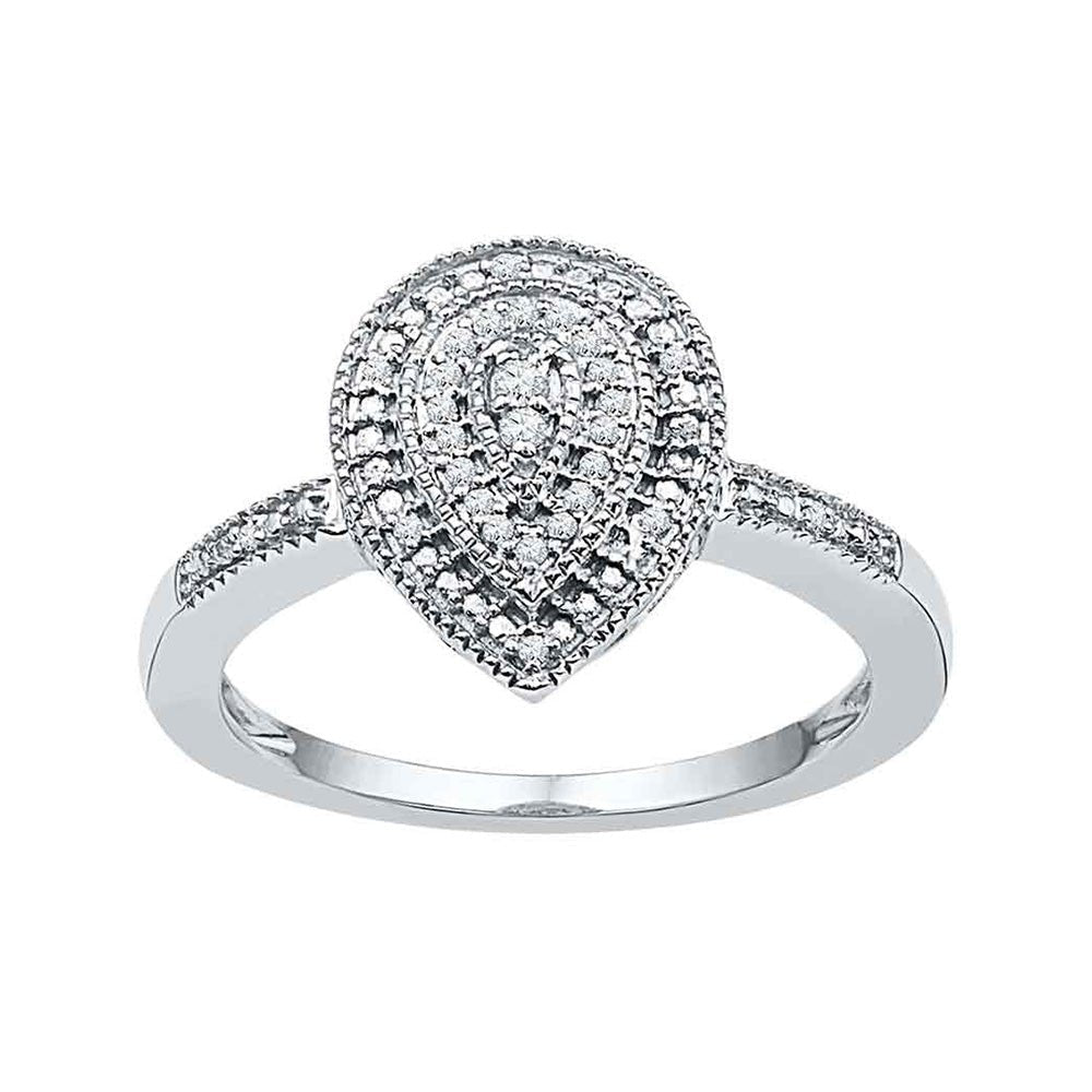 Captivating Diamond Teardrop Cluster Ring in 10kt White Gold - Splendid Jewellery