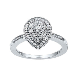 Captivating Diamond Teardrop Cluster Ring in 10kt White Gold - Splendid Jewellery