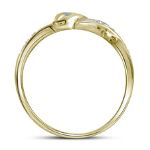 Load image into Gallery viewer, Captivating Dolphin Delight Ring | 10kt Yellow Gold Womens Round Diamond Two-tone Dolphin Fish Animal Ring 1/20 Cttw Side View from Splendid Jewellery