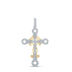 Captivating Elegance: 10kt Two - tone Gold Diamond Cross Pendant - Splendid Jewellery