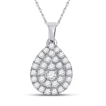 Load image into Gallery viewer, Captivating Elegance: 10kt White Gold Diamond Teardrop Pendant - Splendid Jewellery