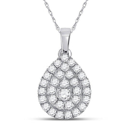 Captivating Elegance: 10kt White Gold Diamond Teardrop Pendant - Splendid Jewellery
