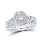 Captivating Elegance: 10kt White Gold Oval Diamond Halo Bridal Wedding Ring Band Set 5/8 Cttw - Splendid Jewellery