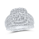 Captivating Elegance: 10kt White Gold Square Halo Diamond Bridal Wedding Ring Set - Splendid Jewellery