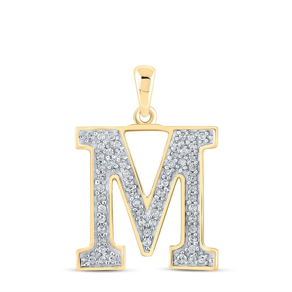 Captivating Elegance: 10kt Yellow Gold Diamond Initial M Pendant - Splendid Jewellery