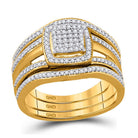 Captivating Elegance: 10kt Yellow Gold Round Diamond Bridal Wedding Ring Band Set - Splendid Jewellery