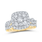Captivating Elegance: 10kt Yellow Gold Square Halo Diamond Bridal Wedding Ring Set - Splendid Jewellery