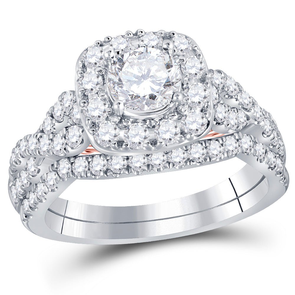 Captivating Elegance: 14kt Two - tone Gold Diamond and Sapphire Bridal Wedding Ring Set - Splendid Jewellery