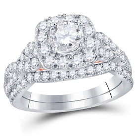 Captivating Elegance: 14kt Two - tone Gold Diamond and Sapphire Bridal Wedding Ring Set - Splendid Jewellery