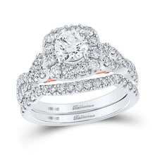 Load image into Gallery viewer, Captivating Elegance: 14kt Two-tone Gold Diamond and Sapphire Bridal Wedding Ring Set - Top View