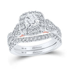 Captivating Elegance: 14kt Two-tone Gold Diamond and Sapphire Bridal Wedding Ring Set - Top View