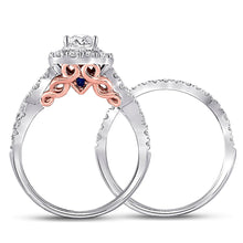Load image into Gallery viewer, Captivating Elegance: 14kt Two - tone Gold Diamond and Sapphire Bridal Wedding Ring Set - Splendid Jewellery