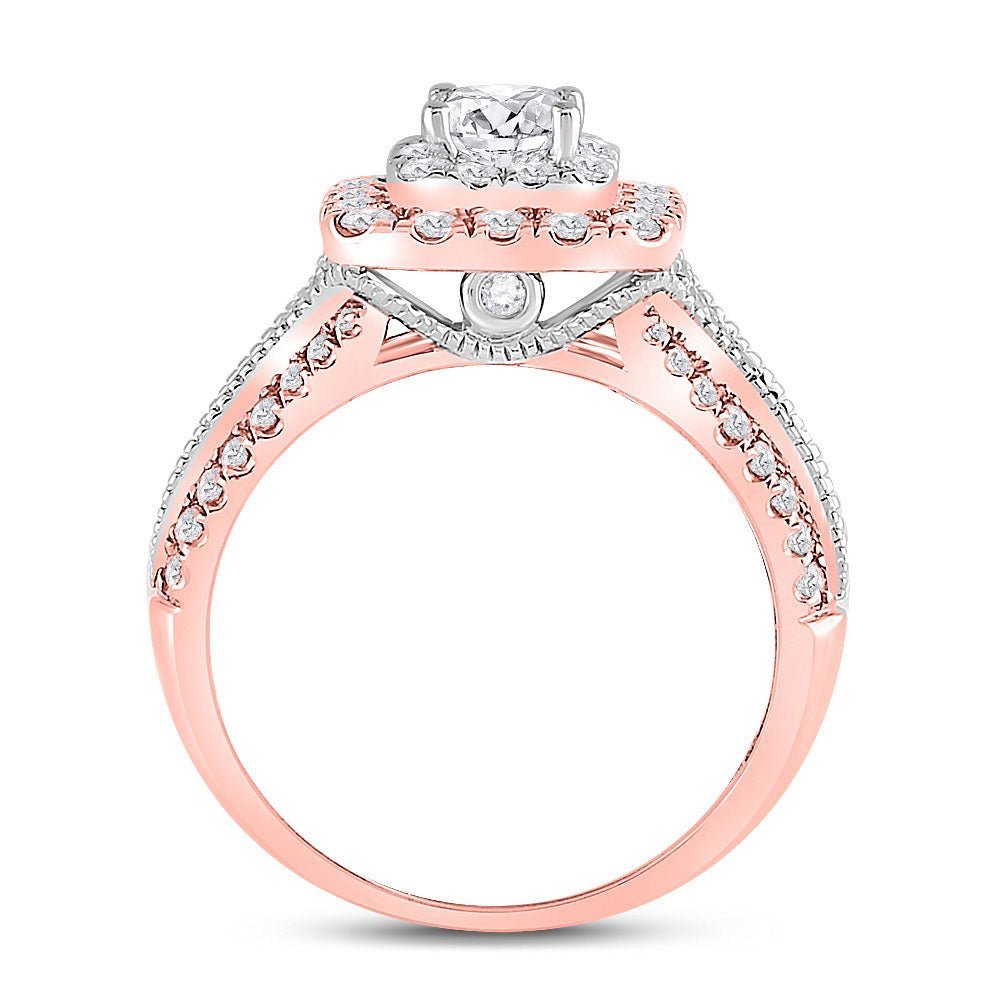 Captivating Elegance: 14kt Two - tone Gold Princess Diamond Halo Bridal Wedding Engagement Ring 1 - 1/2 Cttw - Splendid Jewellery