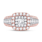 Captivating Elegance: 14kt Two - tone Gold Princess Diamond Halo Bridal Wedding Engagement Ring 1 - 1/2 Cttw - Splendid Jewellery