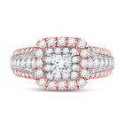 Captivating Elegance: 14kt Two - tone Gold Princess Diamond Halo Bridal Wedding Engagement Ring 1 - 1/2 Cttw - Splendid Jewellery