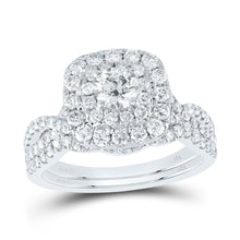 Load image into Gallery viewer, Captivating Elegance: 14kt White Gold Diamond Halo Bridal Wedding Ring Band Set - Splendid Jewellery
