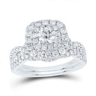 Captivating Elegance: 14kt White Gold Diamond Halo Bridal Wedding Ring Band Set - Splendid Jewellery