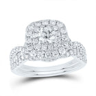 Captivating Elegance: 14kt White Gold Diamond Halo Bridal Wedding Ring Band Set - Splendid Jewellery