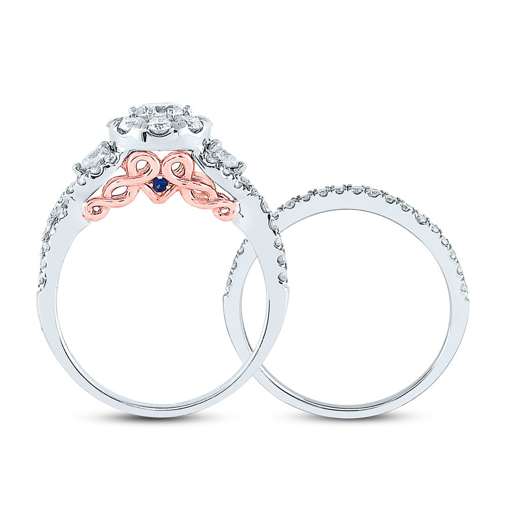 Captivating Elegance 14kt White Gold Diamond Halo Bridal Wedding Ring Set - Splendid Jewellery