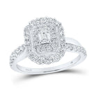 Captivating Elegance: 14kt White Gold Emerald Diamond Halo Bridal Wedding Engagement Ring 3/4 Cttw - Splendid Jewellery