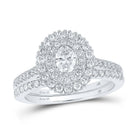 Captivating Elegance: 14kt White Gold Oval Diamond Halo Bridal Wedding Ring Band Set 1 Cttw - Splendid Jewellery