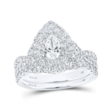 Load image into Gallery viewer, Captivating Elegance: 14kt White Gold Pear Diamond Halo Bridal Wedding Ring Band Set 1 - 1/2 Cttw - Splendid Jewellery