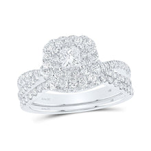 Load image into Gallery viewer, Captivating Elegance: 14kt White Gold Pear Diamond Halo Bridal Wedding Ring Band Set 1 Cttw - Splendid Jewellery