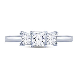 Captivating Elegance: 14kt White Gold Princess Diamond 3 - stone Bridal Wedding Engagement Ring 1 Cttw - Splendid Jewellery