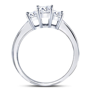 Captivating Elegance: 14kt White Gold Princess Diamond 3 - stone Bridal Wedding Engagement Ring 1 Cttw - Splendid Jewellery