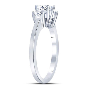 Captivating Elegance: 14kt White Gold Princess Diamond 3 - stone Bridal Wedding Engagement Ring 1 Cttw - Splendid Jewellery