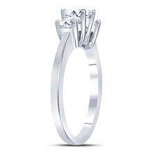 Load image into Gallery viewer, Captivating Elegance: 14kt White Gold Princess Diamond 3 - stone Bridal Wedding Engagement Ring 1 Cttw - Splendid Jewellery