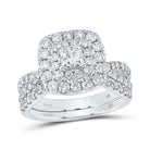 Captivating Elegance | 14kt White Gold Princess Diamond Square Bridal Wedding Ring Band Set 2 Cttw - Splendid Jewellery